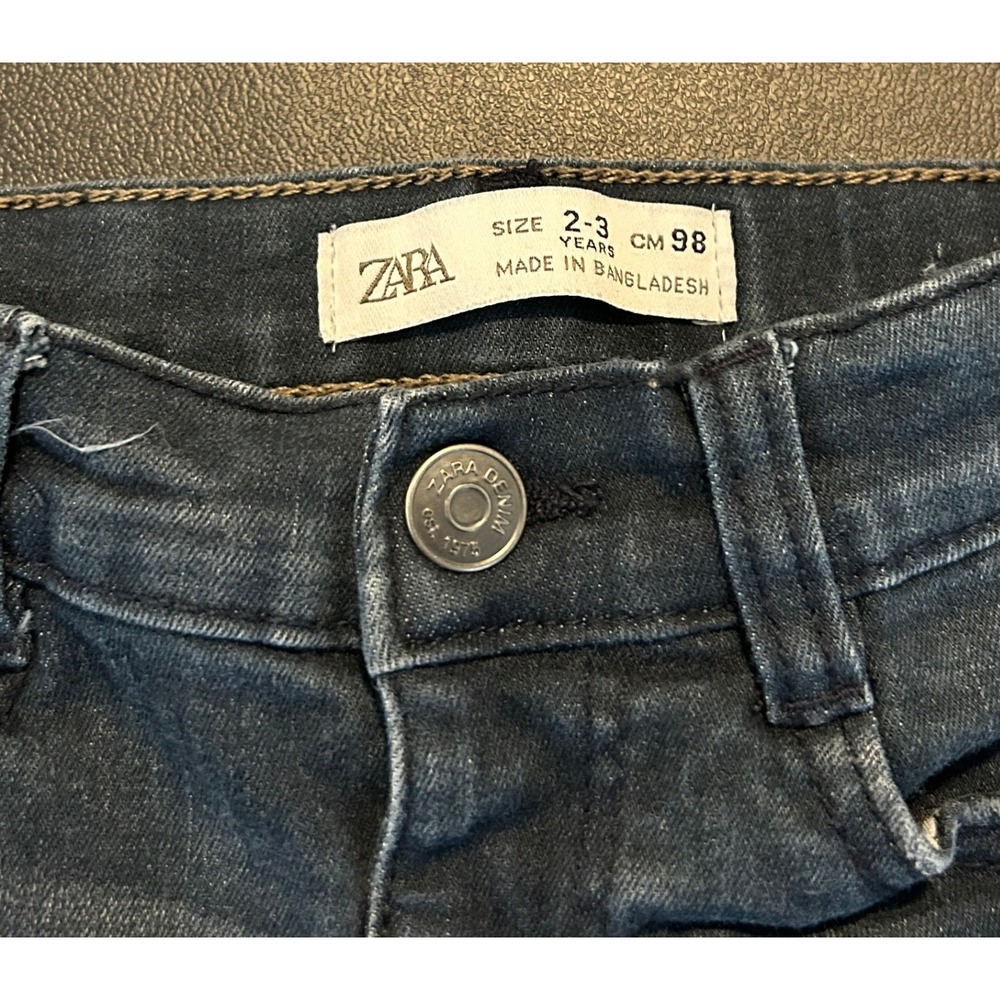 Zara Boys Distressed Dark Wash Denim Jeans Size 2-3 Years CM 98 Blue Pants 1578 - Picture 3 of 12